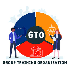 Flat design with people. GTO - Group Training Organisation acronym, business concept background.   Vector illustration for website banner, marketing materials, business presentation, online advertisin