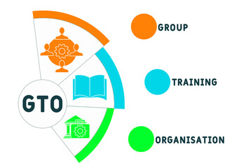 GTO - Group Training Organisation acronym. business concept background.  vector illustration concept with keywords and icons. lettering illustration with icons for web banner, flyer, landing page