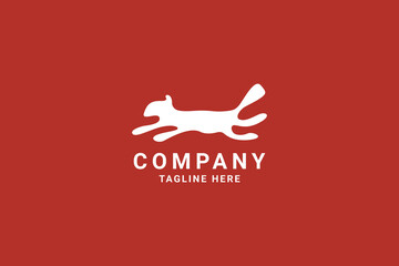abstract running cat logo animal, unique design