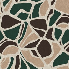 Seamless rock or stone shaped contour pattern print. High quality illustration. Terrazzo like mosaic of natural rounded curve shapes. Textured contemporary surface design for print.