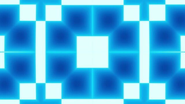 Quader and star shapes of blue shades. Fast changing pattern in a stroboscopic effect. 