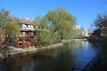 View from Mill Bridge - Mill Island, Bydgoszcz, Poland
