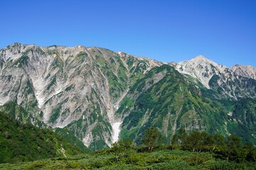 北アルプス八方尾根の登山風景