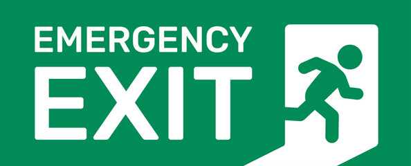 Fire and safety emergency exit signs. - obrazy, fototapety, plakaty