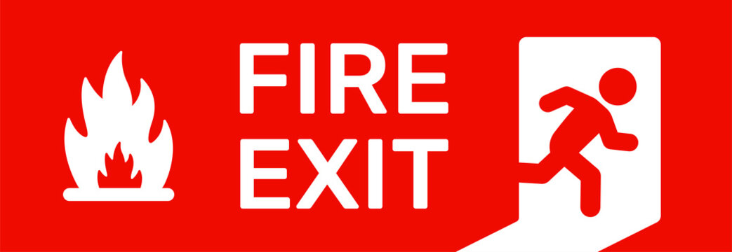 Red exit sign emergency fire door Royalty Free Vector Image