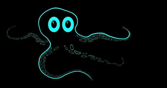 logo seafood in the form of a floating octopus with blinking eyes