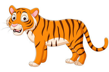 Fototapeta na wymiar Cartoon tiger isolated on white background