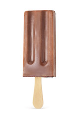 Brown chocolate popsicle ice cream isolated on white.