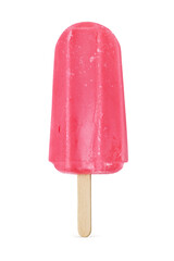 Red cherry ice cream popsicle isolated on white