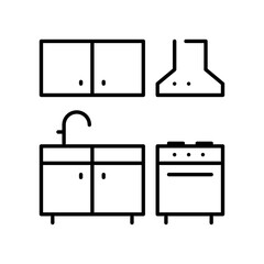 Monochrome kitchen icon vector illustration furniture and equipment for cooking of dining room