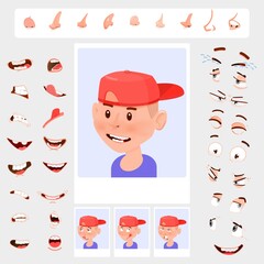 Avatar constructor - a young guy in a cap rotated in three quarters.