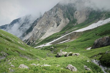 Fototapeta na wymiar 北アルプス登山、白馬岳の登山風景