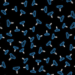 Line Seeds of a specific plant icon isolated seamless pattern on black background. Vector