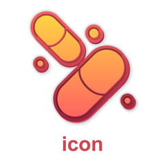 Gold Vitamin complex of pill capsule icon isolated on white background. Healthy lifestyle. Vector