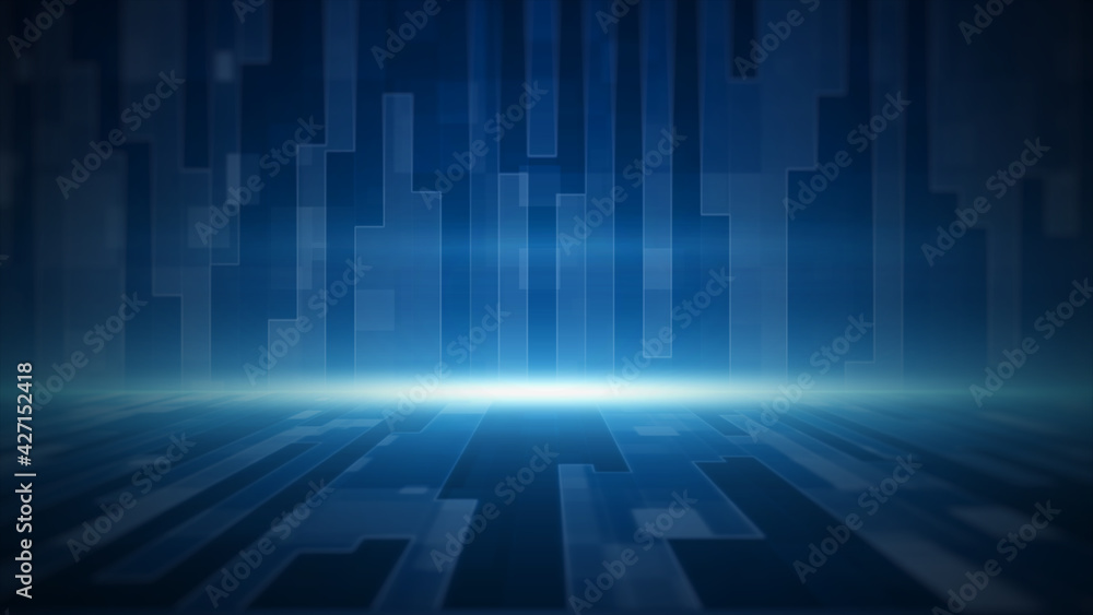 Poster 3d rendering technology geometric blue color abstract background