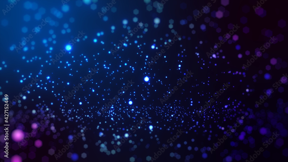 Poster 3d rendering particle flows cyberspace digital abstract background