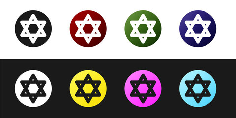 Set Star of David icon isolated on black and white background. Jewish religion symbol. Symbol of Israel. Vector