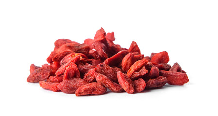 Dried goji berries on white background