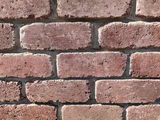 Old, red brick wall in sunny day.