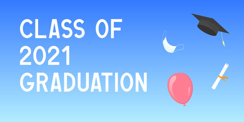 Fototapeta na wymiar Class of 2021 graduation. Vector illustration.