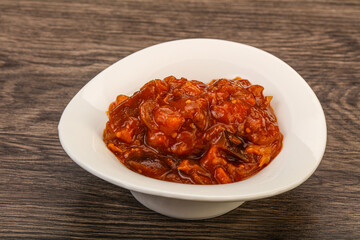 Eggplant saute with tomato and herbs