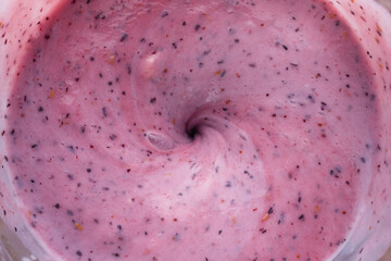 Berry Smoothie Blender Top View Process Milkshake Close