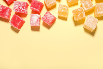 Turkish delight on color background