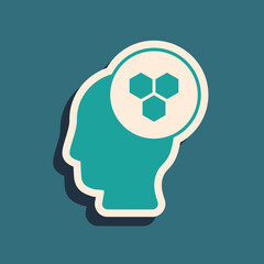 Green Beekeeper icon isolated on green background. Special protective uniform. Long shadow style. Vector