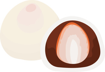 いちご大福　ベクターイラスト