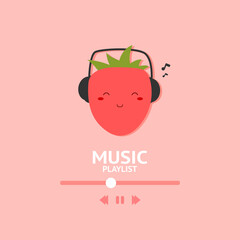 Strawberry music playlist. Cute style playlist. Pastel color playlist. Relaxing music background.