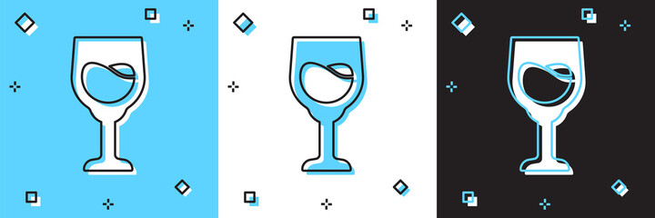 Set Wine glass icon isolated on blue and white, black background. Wineglass sign. Vector