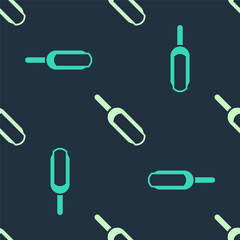 Green and beige Scoop flour icon isolated seamless pattern on blue background. Vector