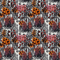 Animal mix print seamless pattern. Abstract background