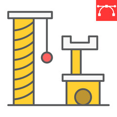 Cat tree house color line icon, pet shop and toy, scratching post vector icon, vector graphics, editable stroke filled outline sign, eps 10.