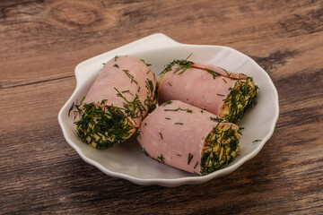 Ham roll with cheese and garlic