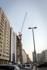 Capital of UAE, Abu Dhabi 12 April 2021 - City of United Arab Emirates at dusk