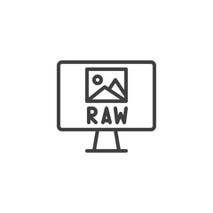 RAW file format line icon