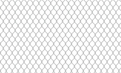 Naklejka premium Сhain link fence. Wire mesh steel metal. Prison barrier, secured property realistic construction