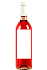 Wine bottle of bordeaux rose on white background Product packaging brand design Mock up drink with empty label and text