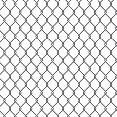 Fototapeta premium Сhain link fence. Black wire mesh. Prison barrier, secured property construction