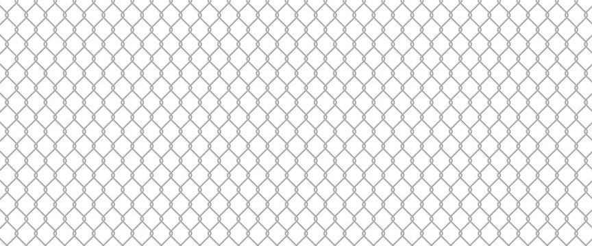 Сhain link fence. Wire mesh steel metal. Prison barrier, secured property realistic construction