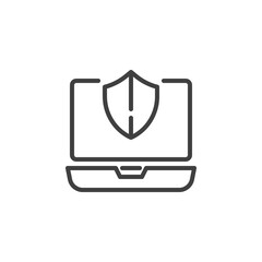 Laptop computer security line icon