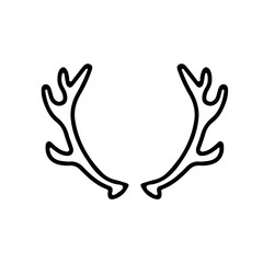 Deer horns in doodle style isolated on white background. Vector outline illustration.  Design for prints, poster, coloring book, card