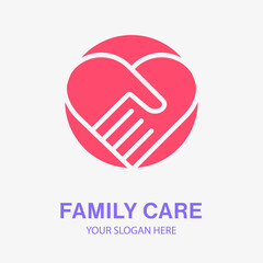 Family care icon. Help, charity, hope logo template. Vector illustration.