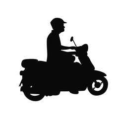 Vector silhouette of a man on a scooter