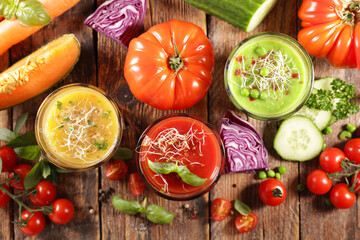 Vegetable soup, Gazpacho or Smoothie and fresh ingredient