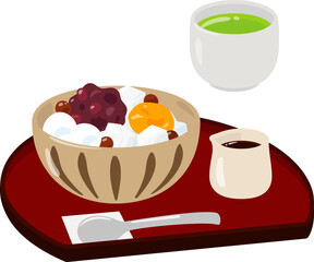 半月盆に乗ったあんみつ