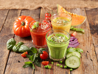 vegetable soup or vegetable smoothie with fresh ingredient