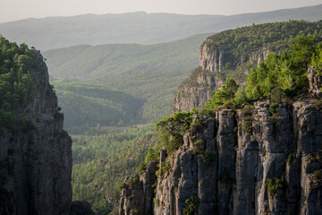 The Tazi Canyon is located in the northern part of the Koprulu Canyon National Park, close to the cemetery of the Gaziler Village.