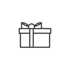 Gift box with bow ribbon line icon